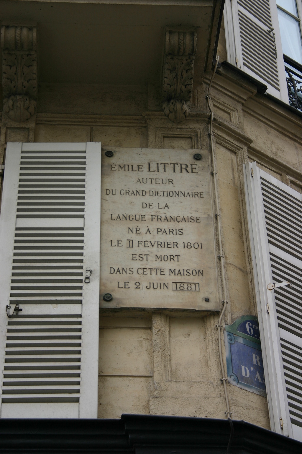 Emile Littré's home and memorial tablet, Paris (3).JPG